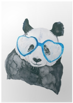 Panda With Glasses - Watercolor Painting (400x400), Png Download