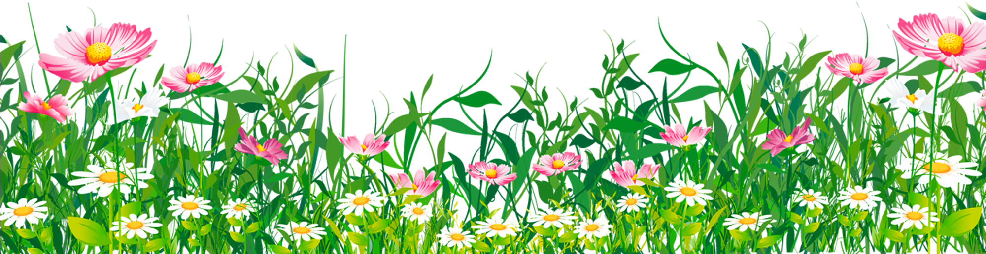Grass With Flowers Png Clipart - Flowers On Ground Png (2000x592), Png Download