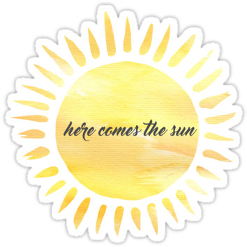 Here Comes The Sun Sticker Inspired By The Beatles - Sun Stickers (375x360), Png Download