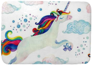 Watercolor Fairy Tale Seamless Pattern With Flying - Acuarela Unicornios (400x400), Png Download