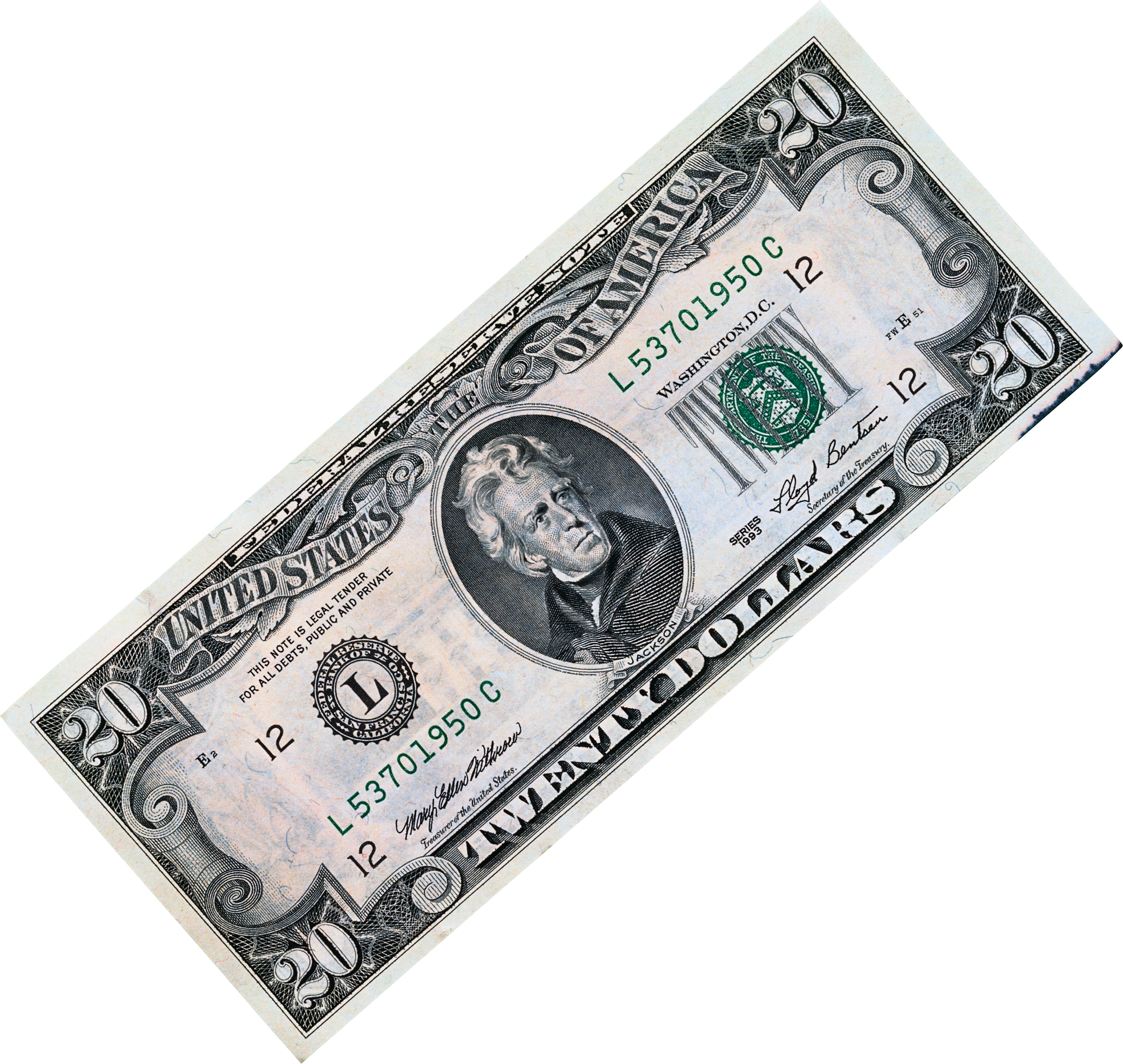 Old 20 Dollar Bill (2325x2203), Png Download