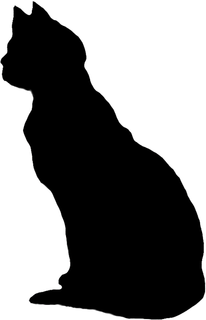 Cat Silhouette Clip Art - Black Cat Looking Left (475x709), Png Download
