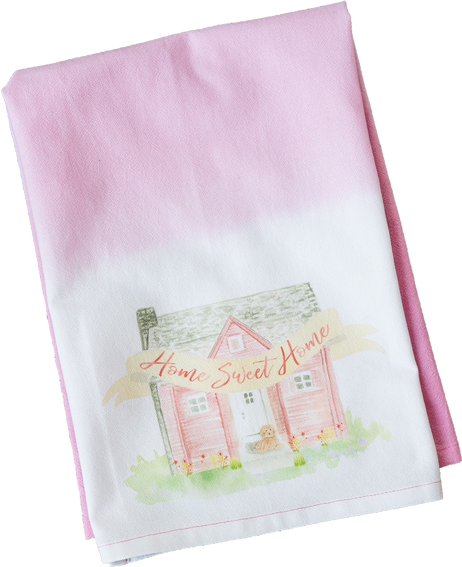 Pink Watercolor House - Towel (900x1105), Png Download