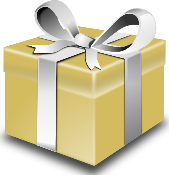 Gold Present - Present Clip Art (576x597), Png Download