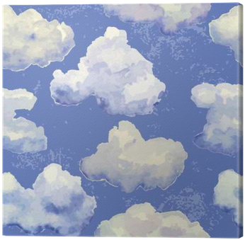 Vector Seamless Pattern With Watercolor Blue Clouds - Watercolor Painting (400x400), Png Download
