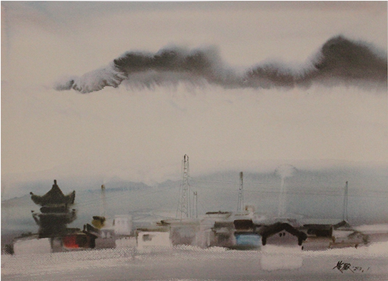 Chung Tsang Chen After Rain Flying Dragon Watercolor - Painting (890x393), Png Download