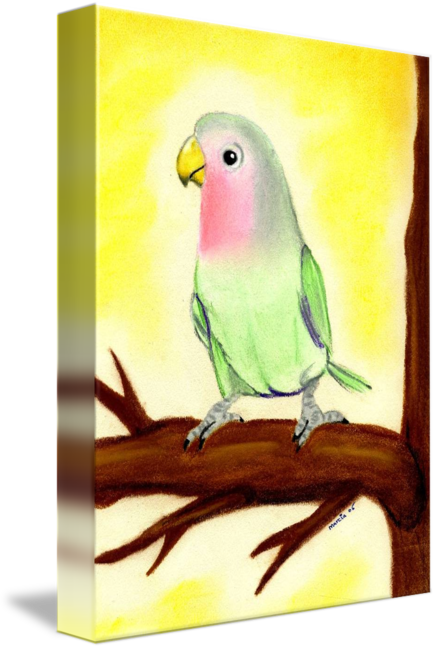 Lovebird Bird Portrait Art Print By Oldetimemercantile - Lovebird (436x650), Png Download