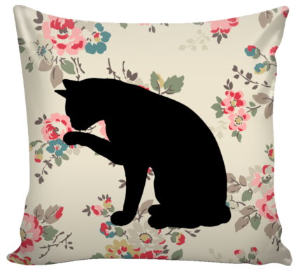 Floral Cats Square Pillow Cover "watercolor Flowers" - T Shirt (480x480), Png Download