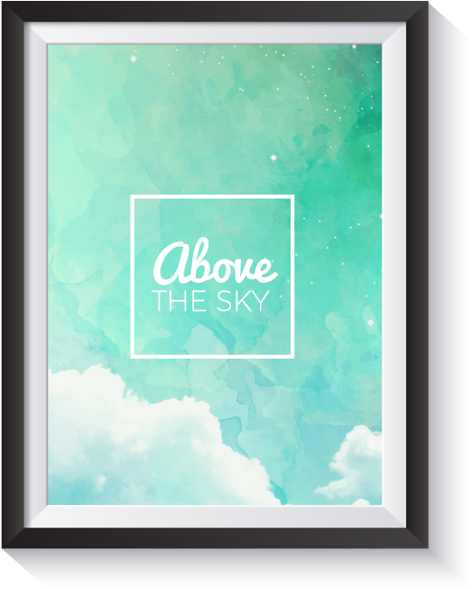 Above The Sky Text Blue Watercolor Minimal Nordic Print - Watercolor Painting (800x800), Png Download