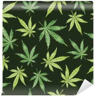Watercolor Marijuana Leaves On Dark - Cannabis (400x400), Png Download