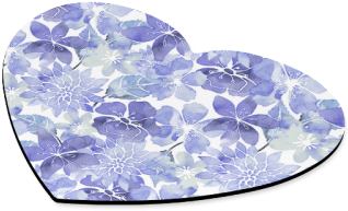 Blue Watercolor Flower Pattern Heart-shaped Mousepad - Watercolor Painting (500x500), Png Download