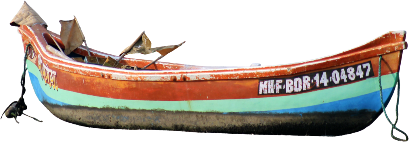 Boatbeachedonland2 - Fishing Boat Png Hd (1500x537), Png Download