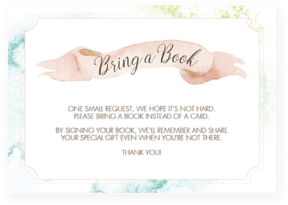 Watercolor Baby Shower Bring A Book Card - Watercolor Painting (480x600), Png Download