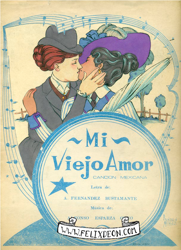 Mi Viejo Amor, Vintage Art Print Illustration Lesbian - Bisexuality (800x800), Png Download