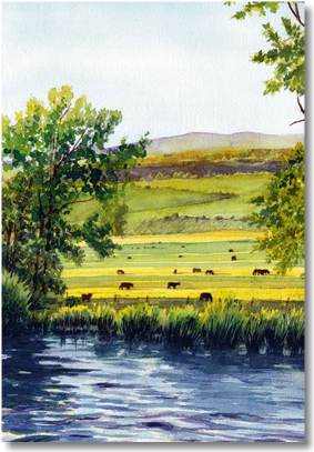 Original Traditional Watercolors By Gregory Effinger - Watercolor Painting (570x576), Png Download