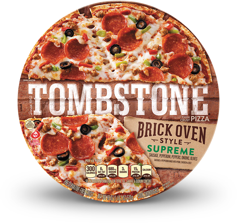Tombstone Brick Oven Supreme Pizza - Tombstone Brick Oven Style Thin Crust Sausage (780x779), Png Download