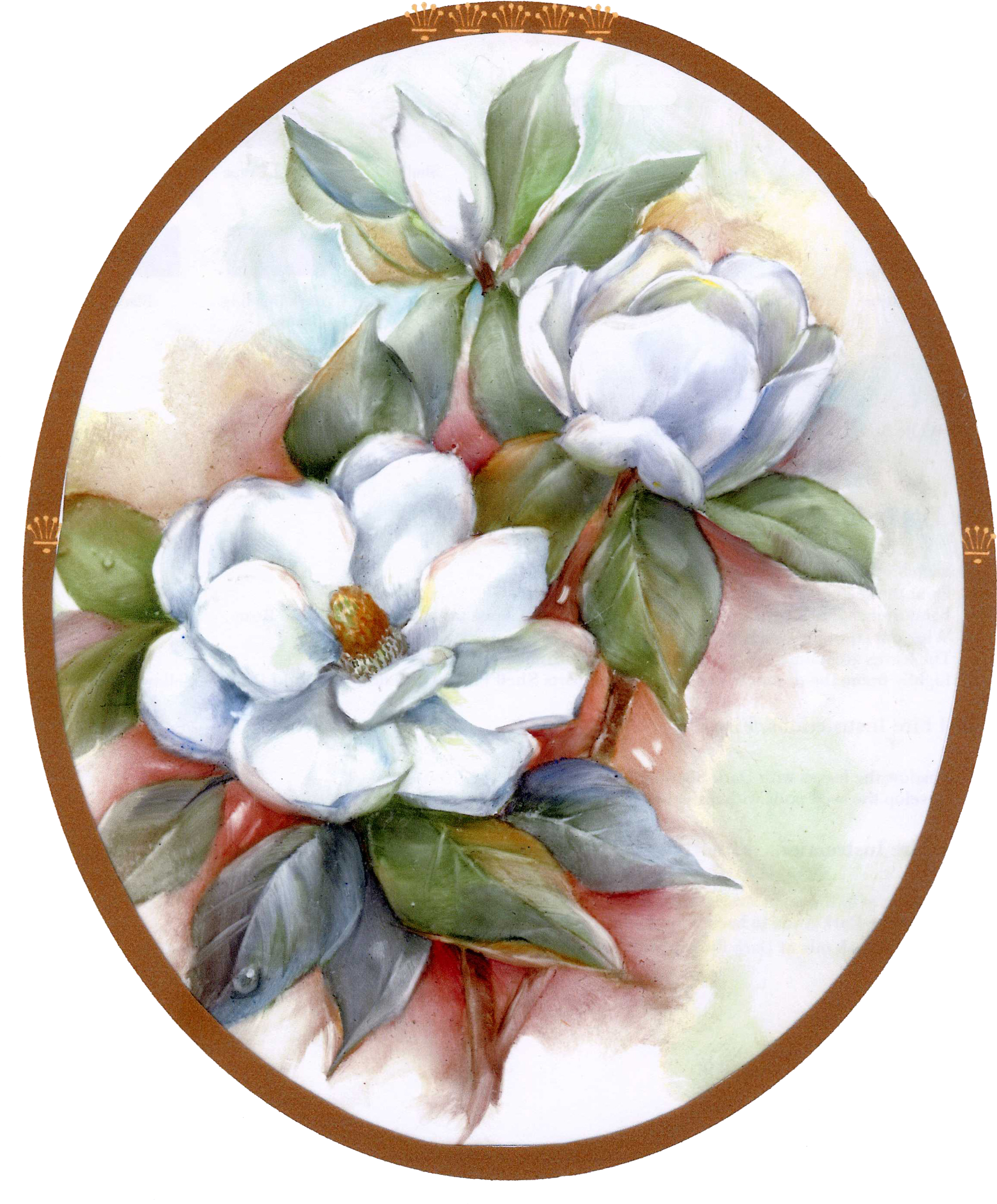 Magnolias A Very Beautiful Painting - Manualidades Con Flores Pintadas (350x464), Png Download