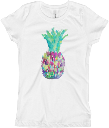 Pineapple Watercolor Girl's T-shirt - Pineapple (500x500), Png Download