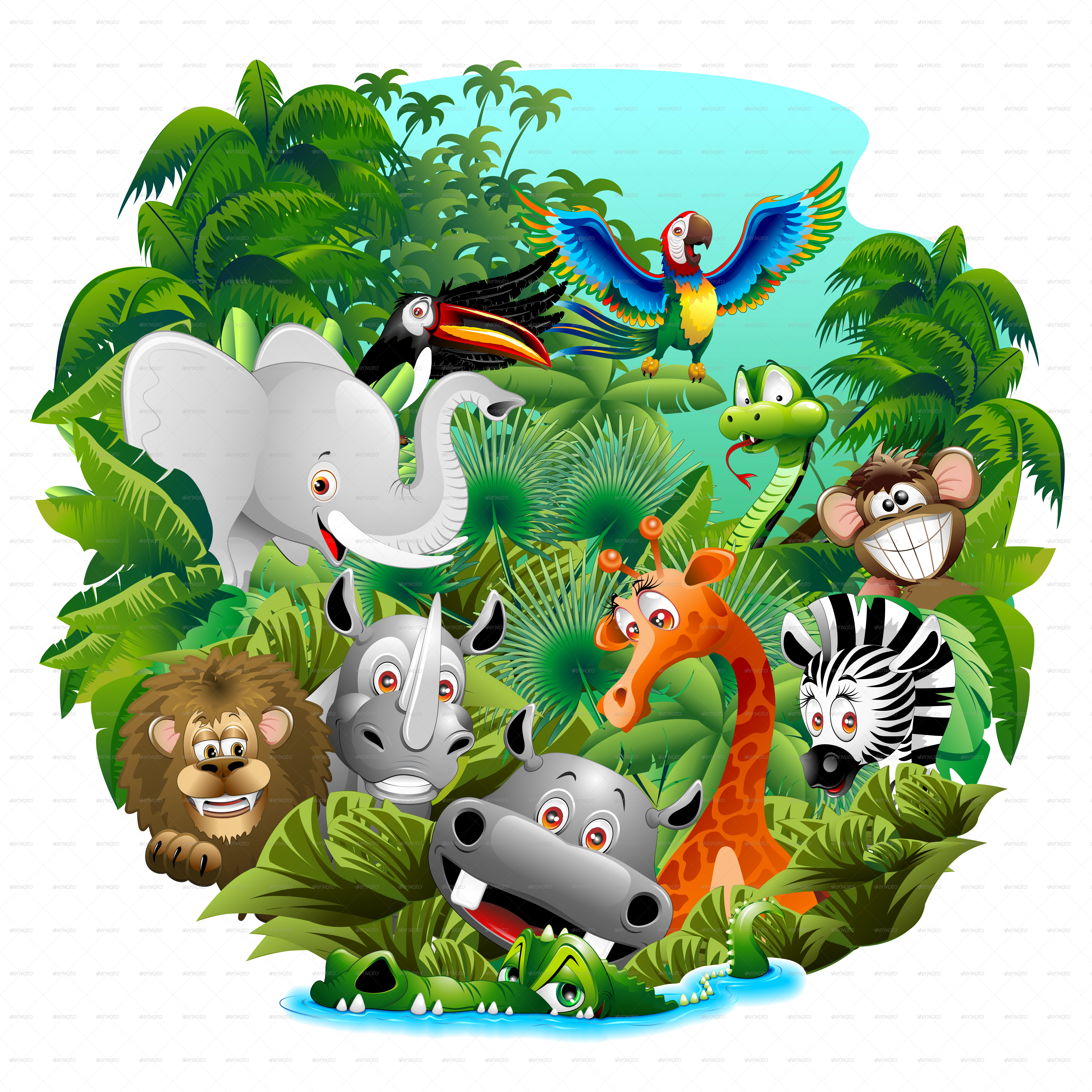 Wild Animals Cartoon-png 5000 - Animals Cartoon Free Download (5000x5000), Png Download