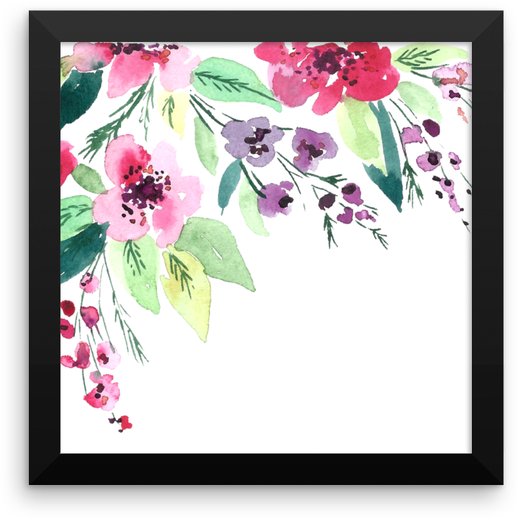 Watercolor Flowers Framed Poster - Watercolor Painting (1000x1000), Png Download