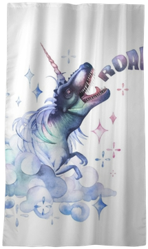 Watercolor Tyrannosaurus With Unicorn Horn And Mane - Unicorn (400x400), Png Download