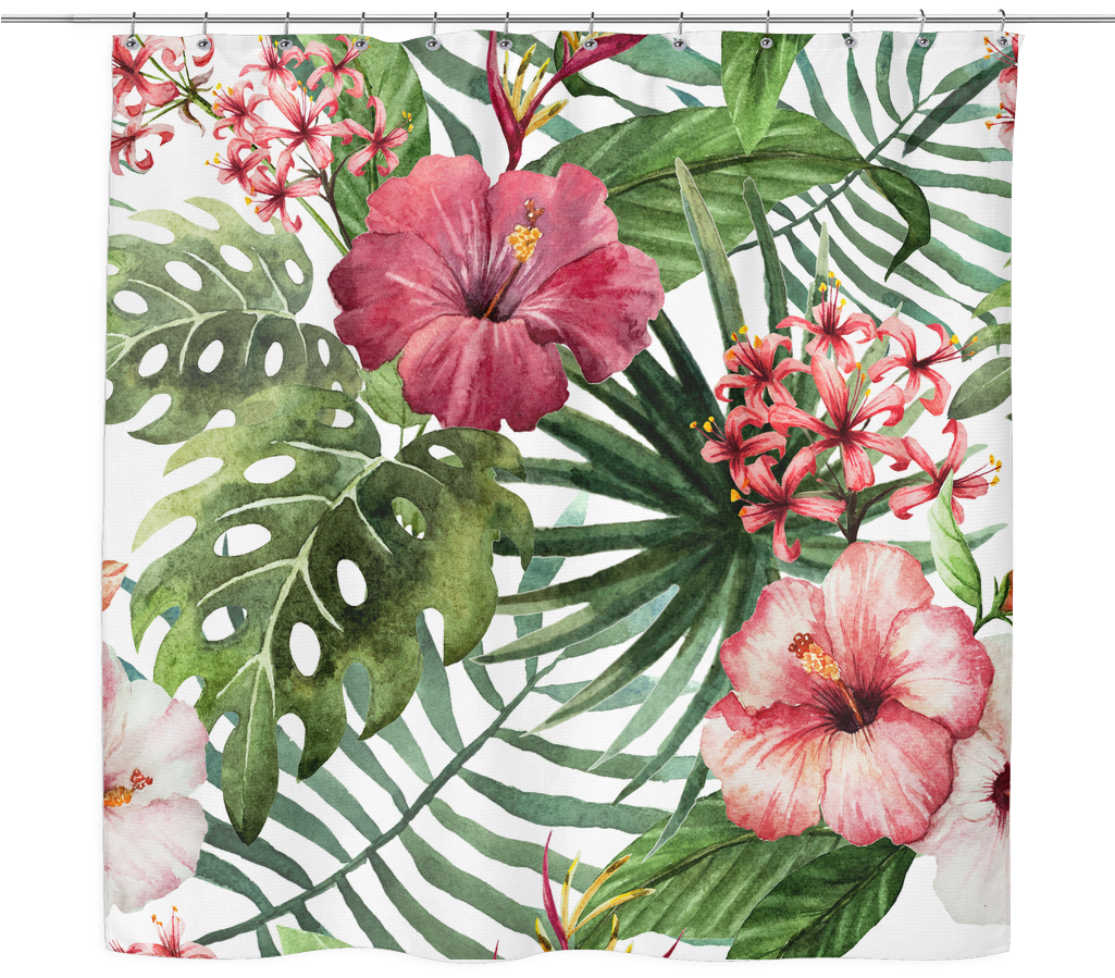 Hawaii Flower Shower Curtain D5 - Watercolor Flowers Shower Curtain (1024x1024), Png Download