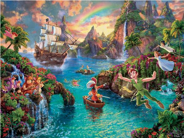 Peter Pan's Neverland - Thomas Kinkade Peter Pan's Neverland (640x640), Png Download