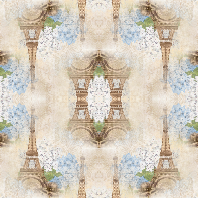 Hydrangea Fabric - Paris Vintage Blue Hydrangeas Custom (798x800), Png Download