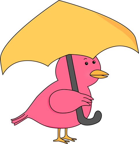 Bird Holding Umbrella Clip Art - Bird With Umbrella Clipart (482x500), Png Download