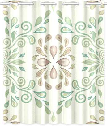 Green Watercolor Ornament New Window Curtain 52" X - Window Valance (500x500), Png Download