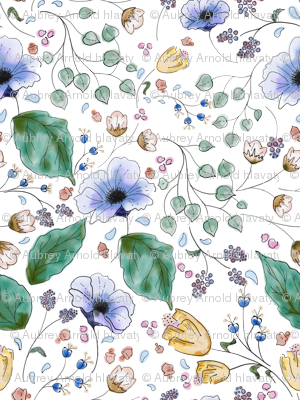 Poppy Fall Floral Watercolor - Pansy (300x400), Png Download