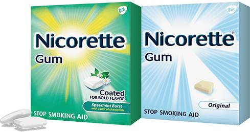 Nicorette Gum Packages In Original And Mint Flavors - Nicorette Gum (489x258), Png Download