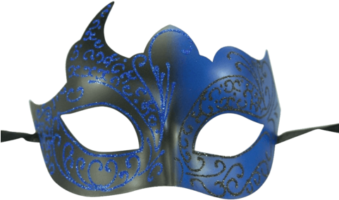 Classic Venetian Half Mask Classic Venetian Half Mask - Blue Black Venetian Mask Masquerade Laser Cut Mardi (480x480), Png Download