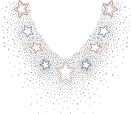 Red & Blue Stars V-neckline - Red (500x484), Png Download