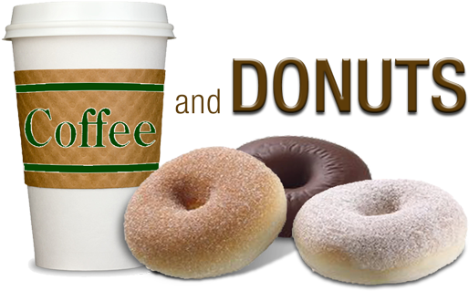 Coffee And Donuts - Coffee And Donut Social (579x342), Png Download