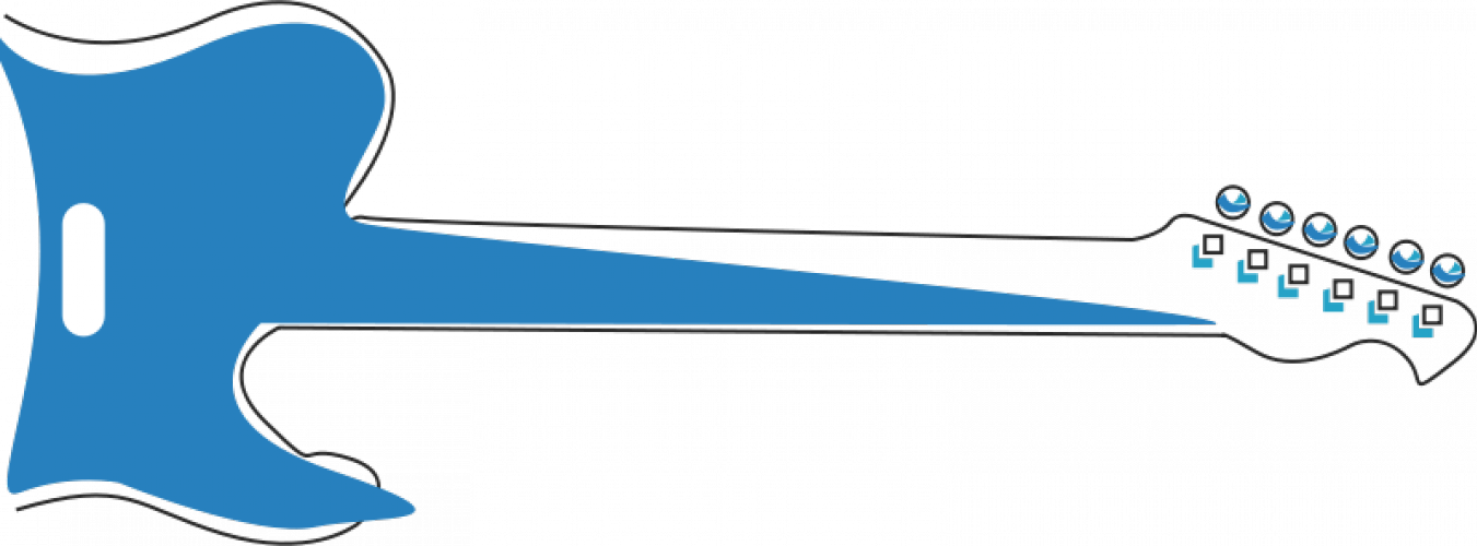 Blue Electric Guitar Vector Graphics - Blue Guitar Clip Art (1351x500), Png Download