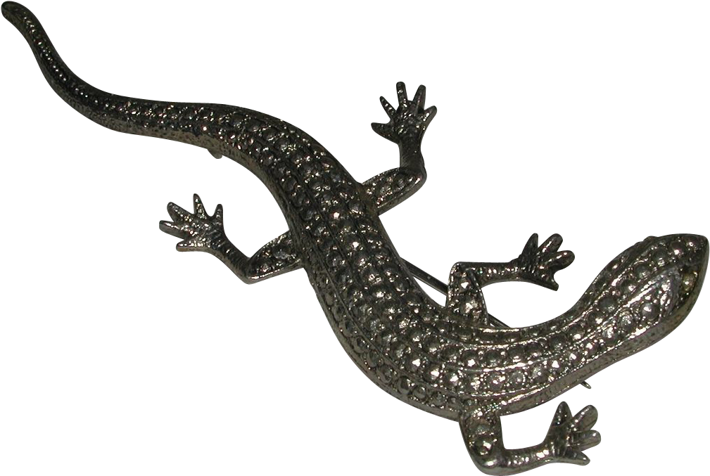Deco Era Lizard Reptile Pin Faux Marcasite Metal Rhinestone - Lizard Transparent Background (1008x1008), Png Download