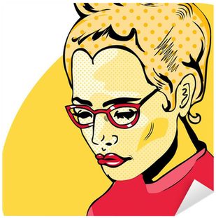 Pop Art Woman Comic Book Style With Dot Sticker • Pixers® - Comic Book Art Style Face (400x400), Png Download