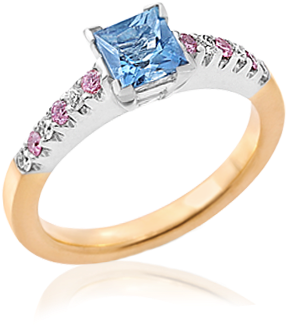Aquamarine With Pink Diamonds - Pink Diamond (600x500), Png Download