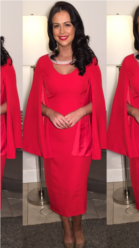Red Cape Dress With Pear Detail - Cape Dress (750x800), Png Download