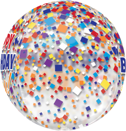 Silver Confetti Png - Amscan Orbz Happy Birthday Confetti Balloon, Clear (434x434), Png Download