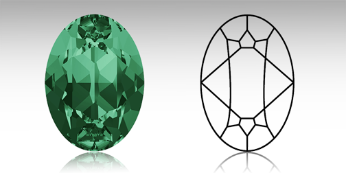 4120 Oval - Swarovski 4120 Emerald Foiled (504x252), Png Download