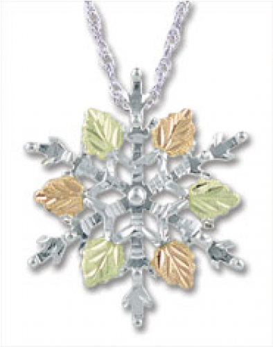 Gold & Silver Snowflake Pendant - Necklaces - Gold By Landstroms (500x500), Png Download