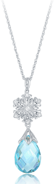 Elsa Frozen Snowflake Aquamarine Briolette Pendant - Frozen Necklace Png (640x640), Png Download