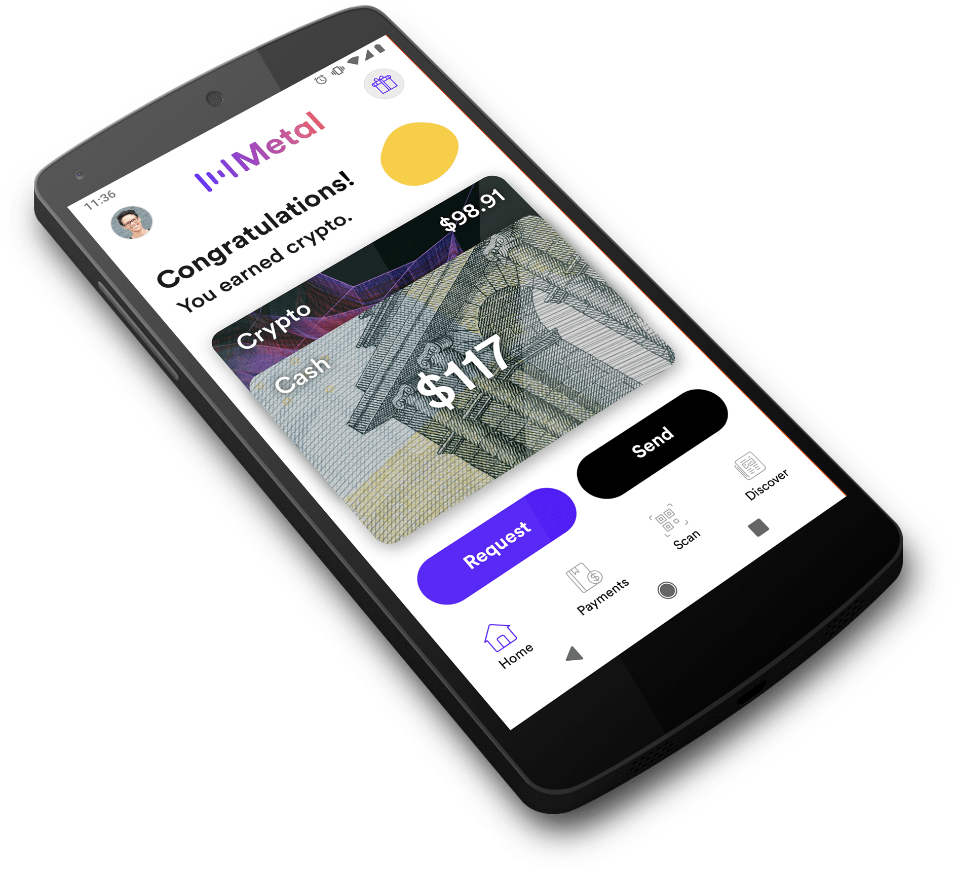 Metal Pay For Android Is Launching Soon - Mockup Android Png (2532x1736), Png Download