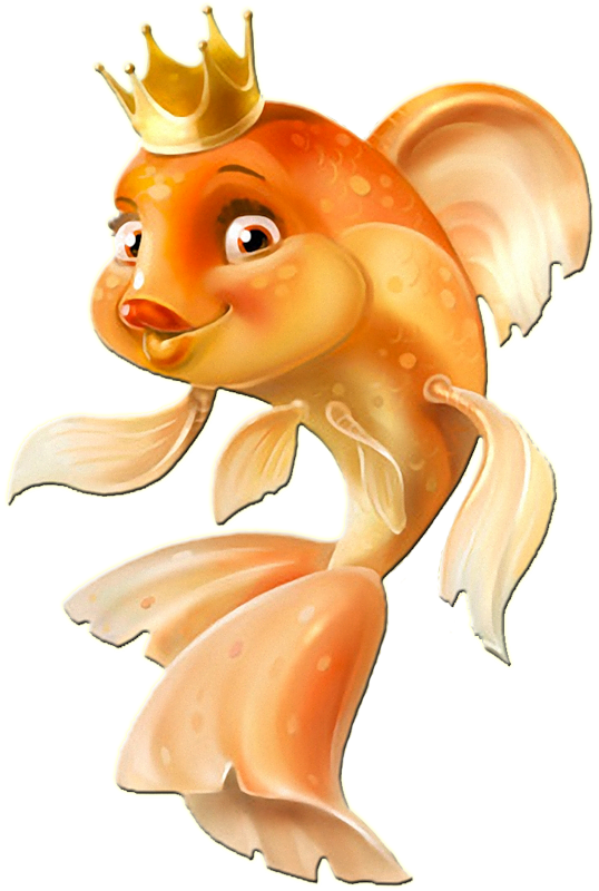 The Cutest Golden Fish - Queen Fish Cartoon (538x800), Png Download