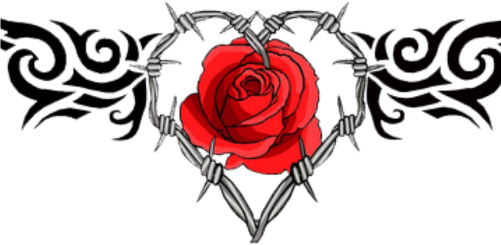 Barb Wire Heart Tattoo (1024x600), Png Download