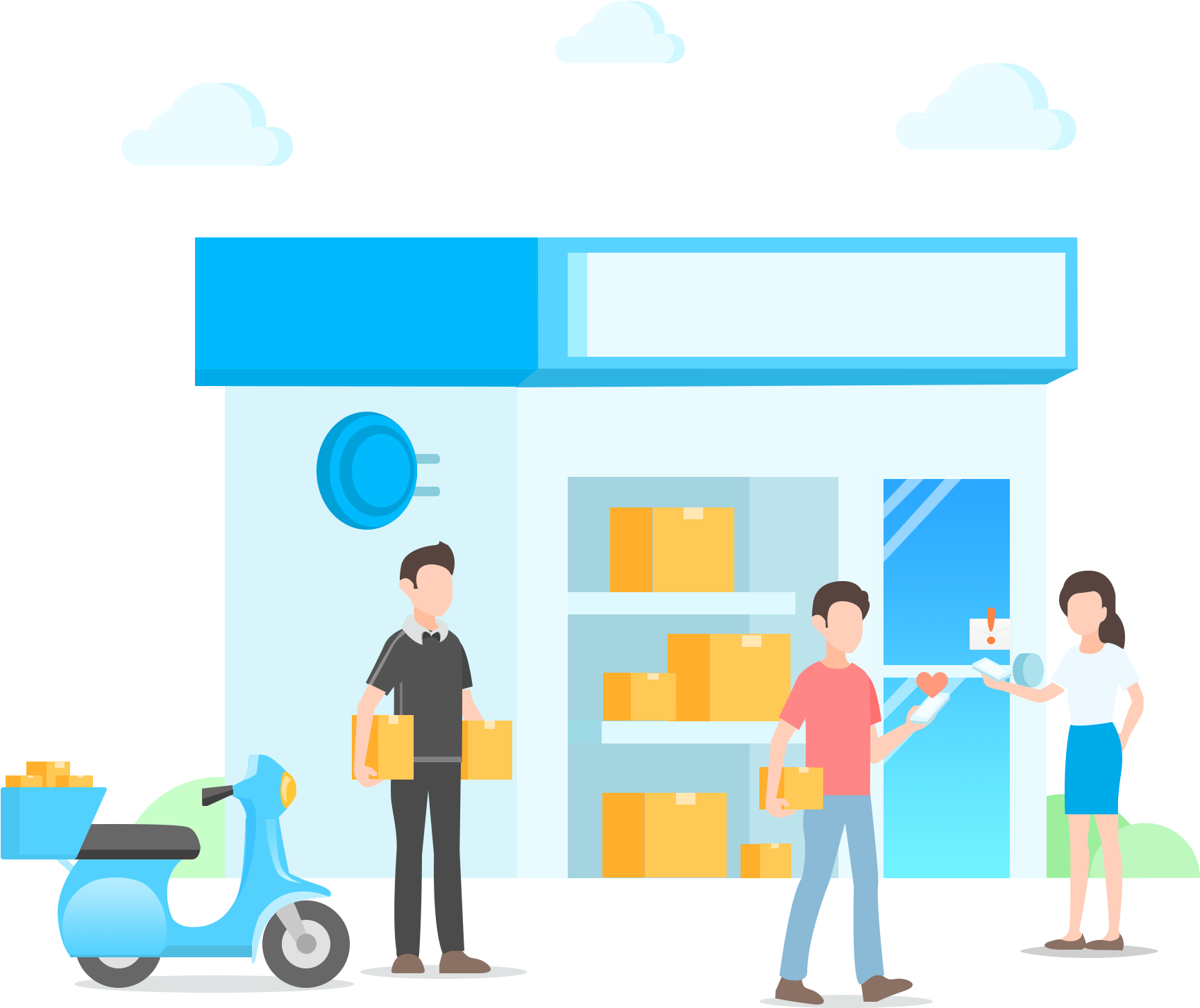 Flat Logistics Distribution Pick Character Scene Layering - Illustration (2000x2000), Png Download