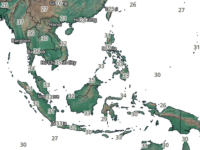 Southeast Asia Temperatures Map - South Asia Subregional Economic Cooperation (640x480), Png Download