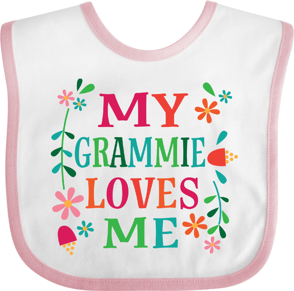 My Grammie Loves Me Girls Gift Baby Bib White And Pink - Girl (1200x1200), Png Download